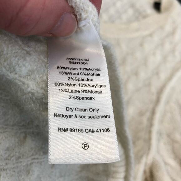 ATM cream gray cable knit wool mohair blend sweater size Small - Picture 10 of 14